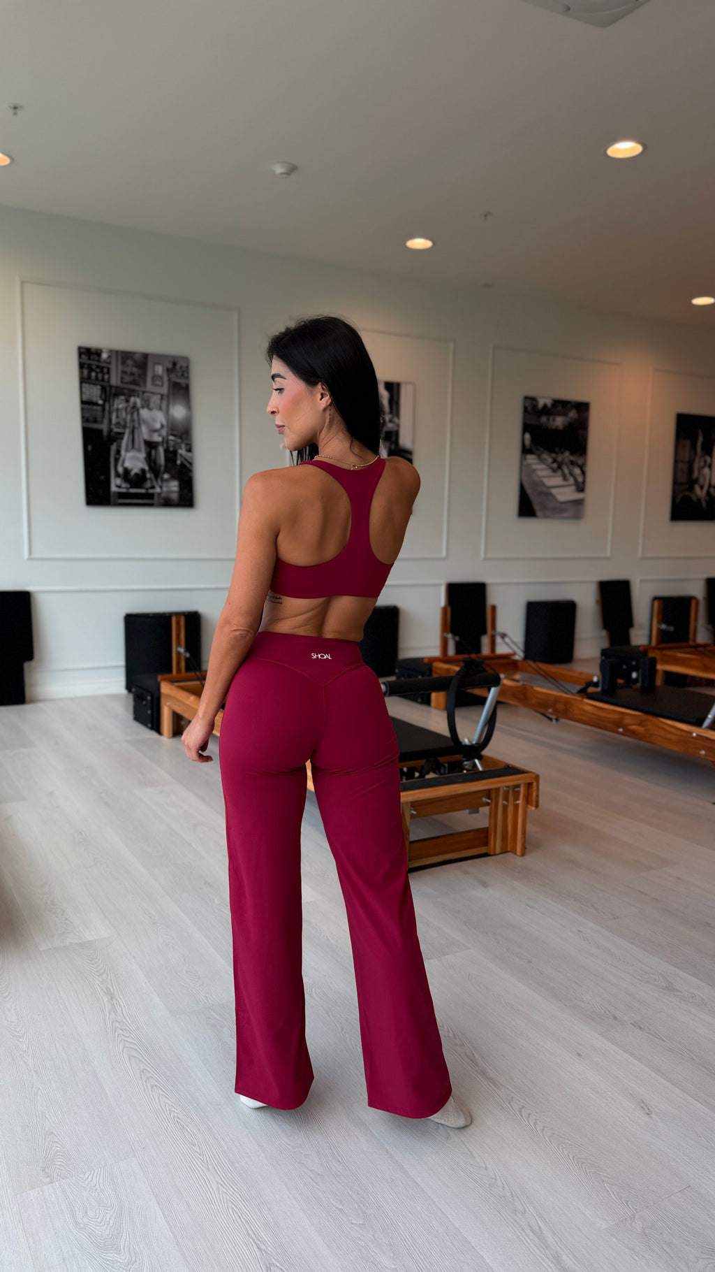 Leggings Wide Leg Pure Bliss color Wine, vista de espalda
