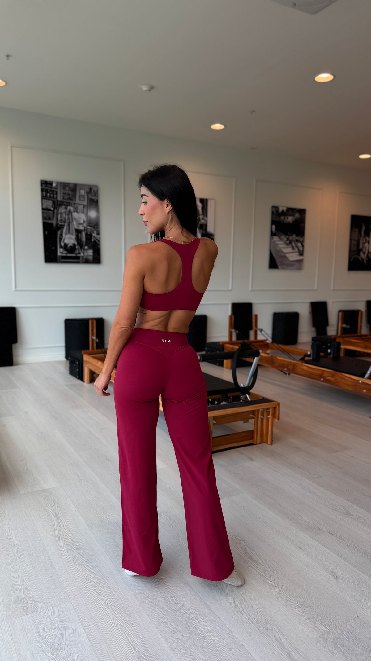 Leggings Wide Leg Pure Bliss color Wine, vista de espalda